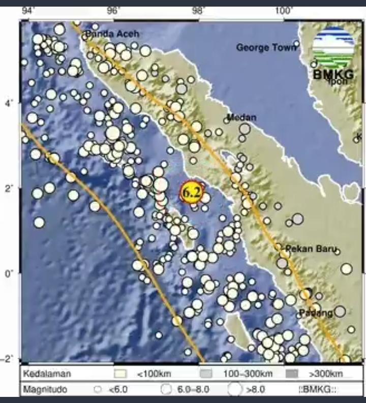 Tangkapan layar, pusat Gempa Aceh. Sumber gambar  twitter @BMKG