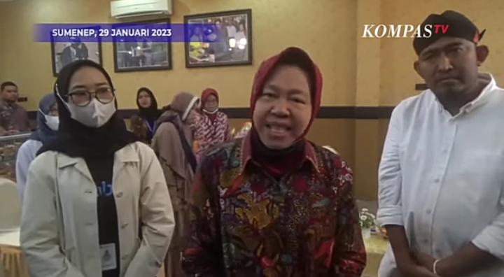 Tanggapan Mensos Risma mengenai anggaran 500T yang habis untuk rapat di hotel dan studi banding. Tangkapan layar YouTube @KOMPASTV