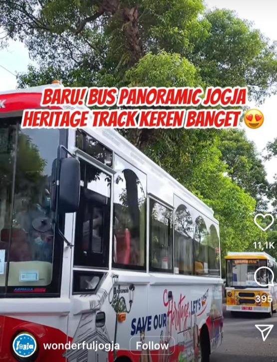 Potret Bus Heritage Track Jogja, sumber Instagram @wonderfuljogja