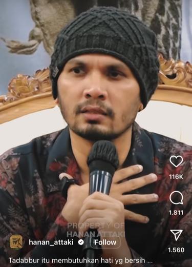 Potret Ustadz Hanan Attaki yang dibaiat masuk NU. Sumber Instagram @hanan_attaki