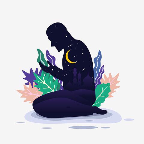 Ilustrasi seorang ketika melaksanakan ibadah sholat tahajud pada sepertiga malam, sumber Pixabay